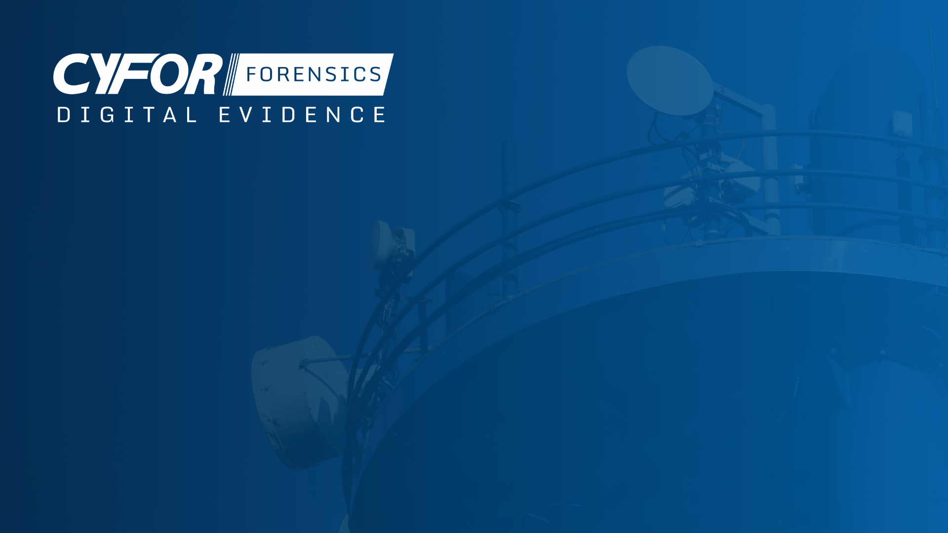 CYFOR Forensics graphic showing a telecommunications mast for a blog about cell site analysis and digital evidence